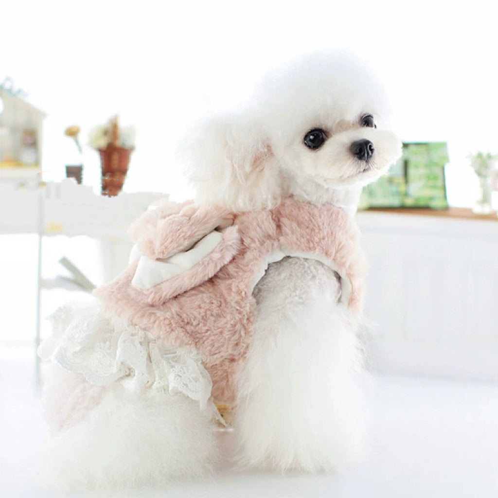 Fleece Large Bowknot Dog Cat Dress