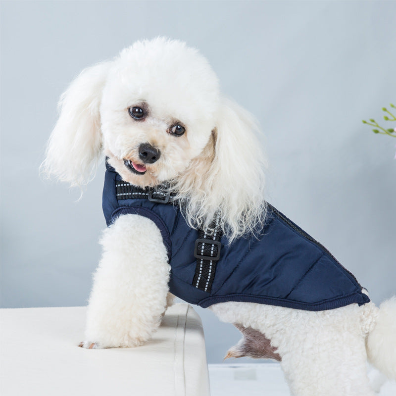 Warm Zipped Dog Jacket Vest Harness