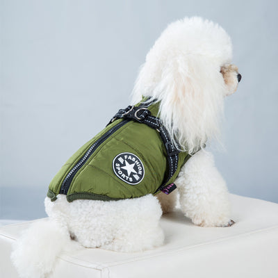 Warm Zipped Dog Jacket Vest Harness