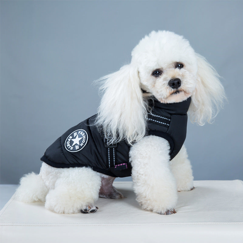 Warm Zipped Dog Jacket Vest Harness