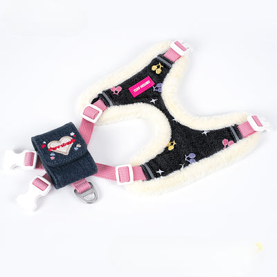 Sweet Cherry Printed Furry Dog Harness/Leash