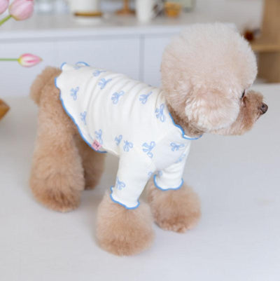 Bowknot Printed Ruffled Dog Cat Sweatshirt