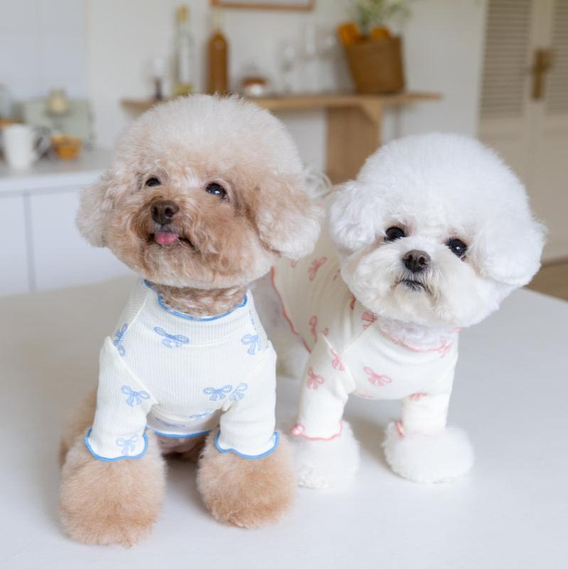 Bowknot Printed Ruffled Dog Cat Sweatshirt