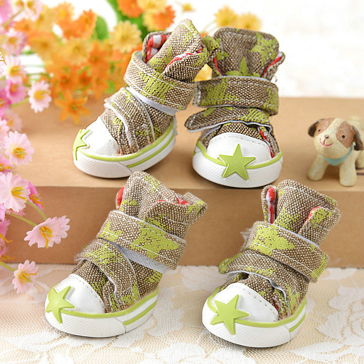 Star Printed Dog Canvas Shoes