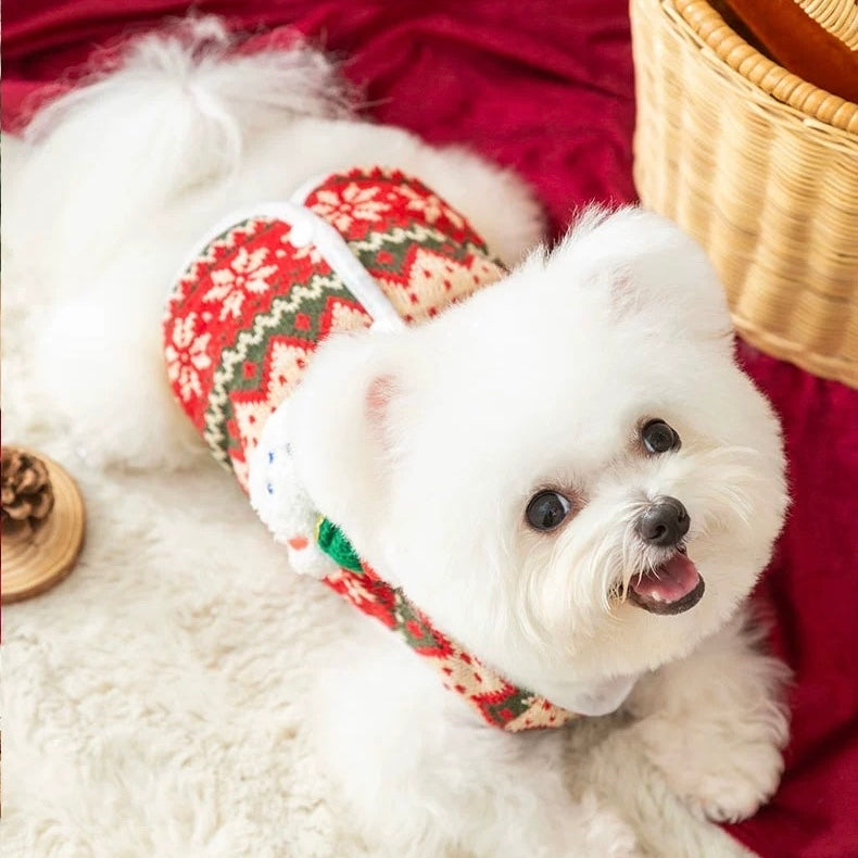 Christmas Bear Decor Knitted Dog Cat Vest