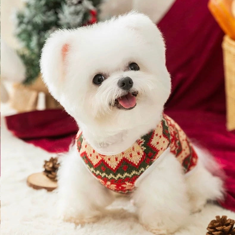 Christmas Bear Decor Knitted Dog Cat Vest