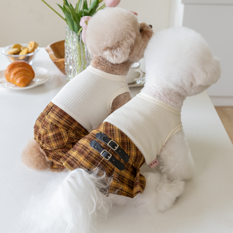 Retro Plaid Pattern Dog Cat Dress/Jumpsuits