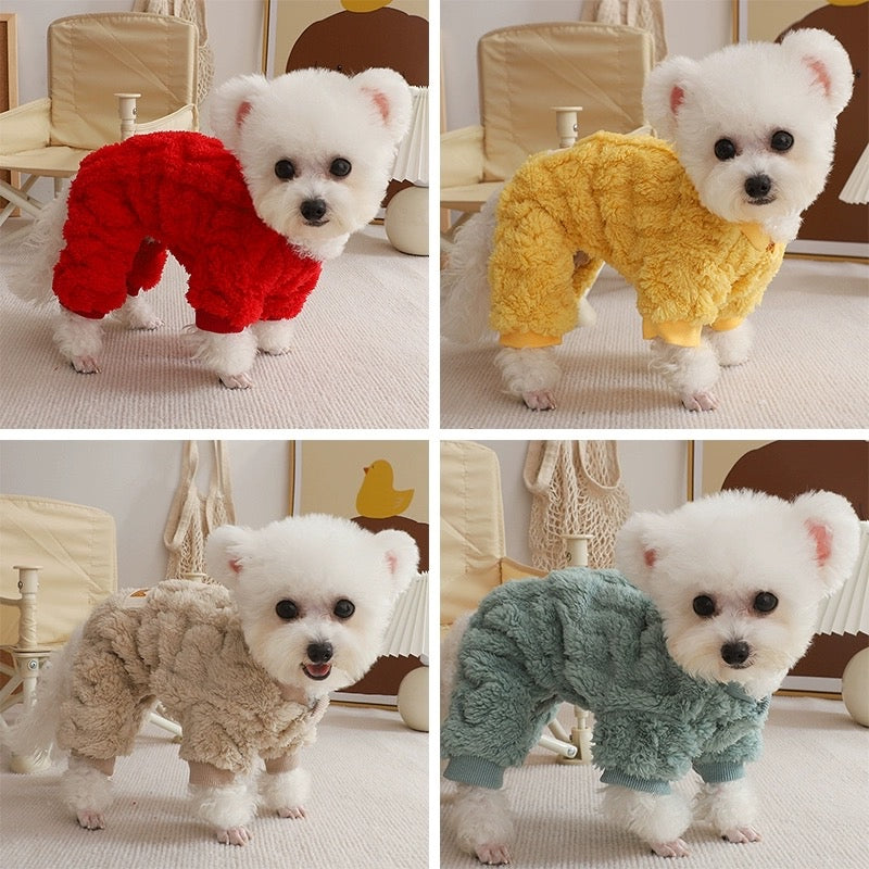 Solid Color Four Legs Fleece Dog Jumpsuits
