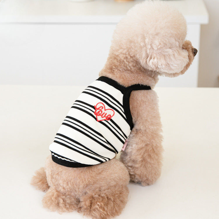 Sweet Heart Striped Dog Cat Cropped Vest