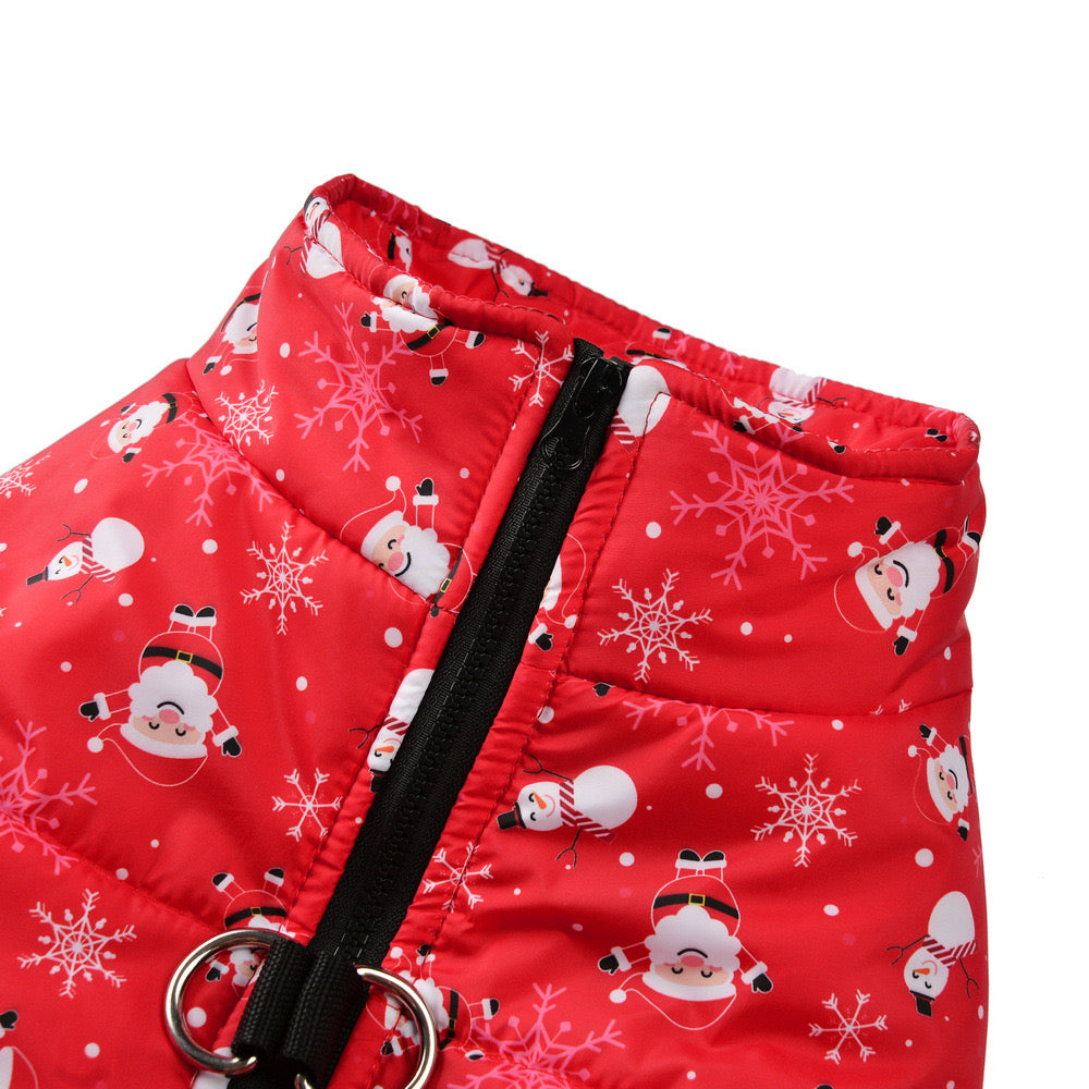 Warm Santa Pattern Printed Dog Jacket Vest