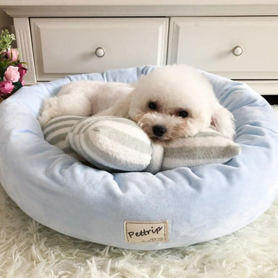 Sweet Soft Striped Bowknot Pillow Dog Cat Bed