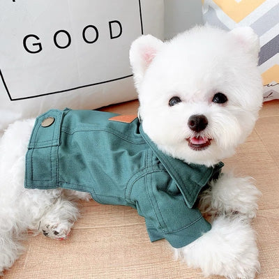 Solid Color Denim Dog Harness Jacket