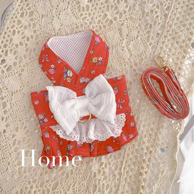 Fruit Printed Lace Bow Dog Harness&Leash