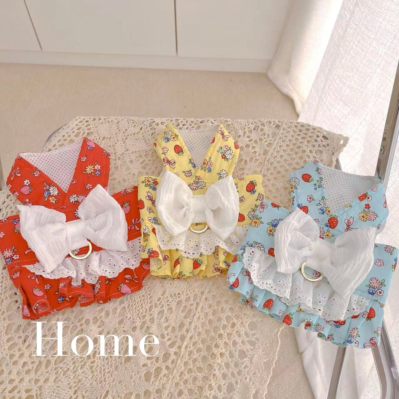 Fruit Printed Lace Bow Dog Harness&Leash