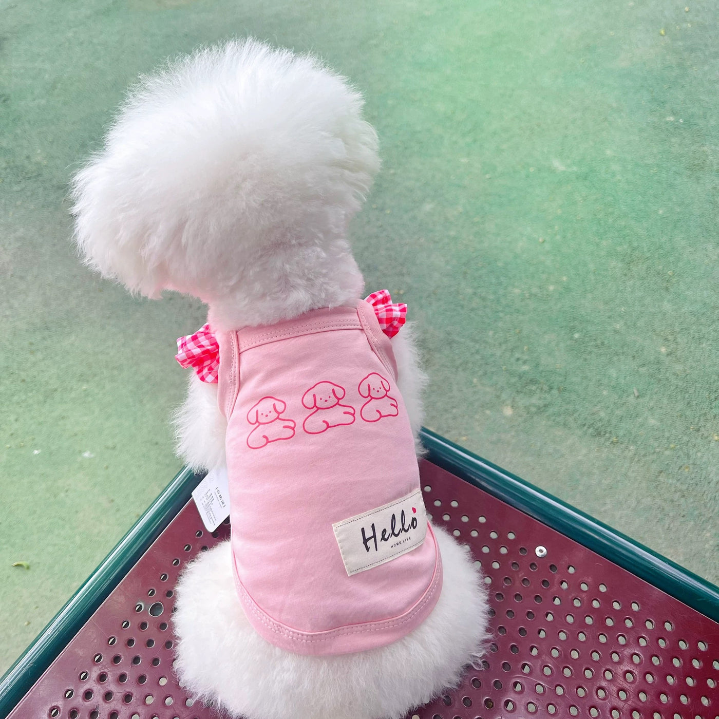 Plaid Ruffled Sleeves Dog Cat Vest