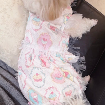 Ice Cream Lace Dog Cat Harness Dress