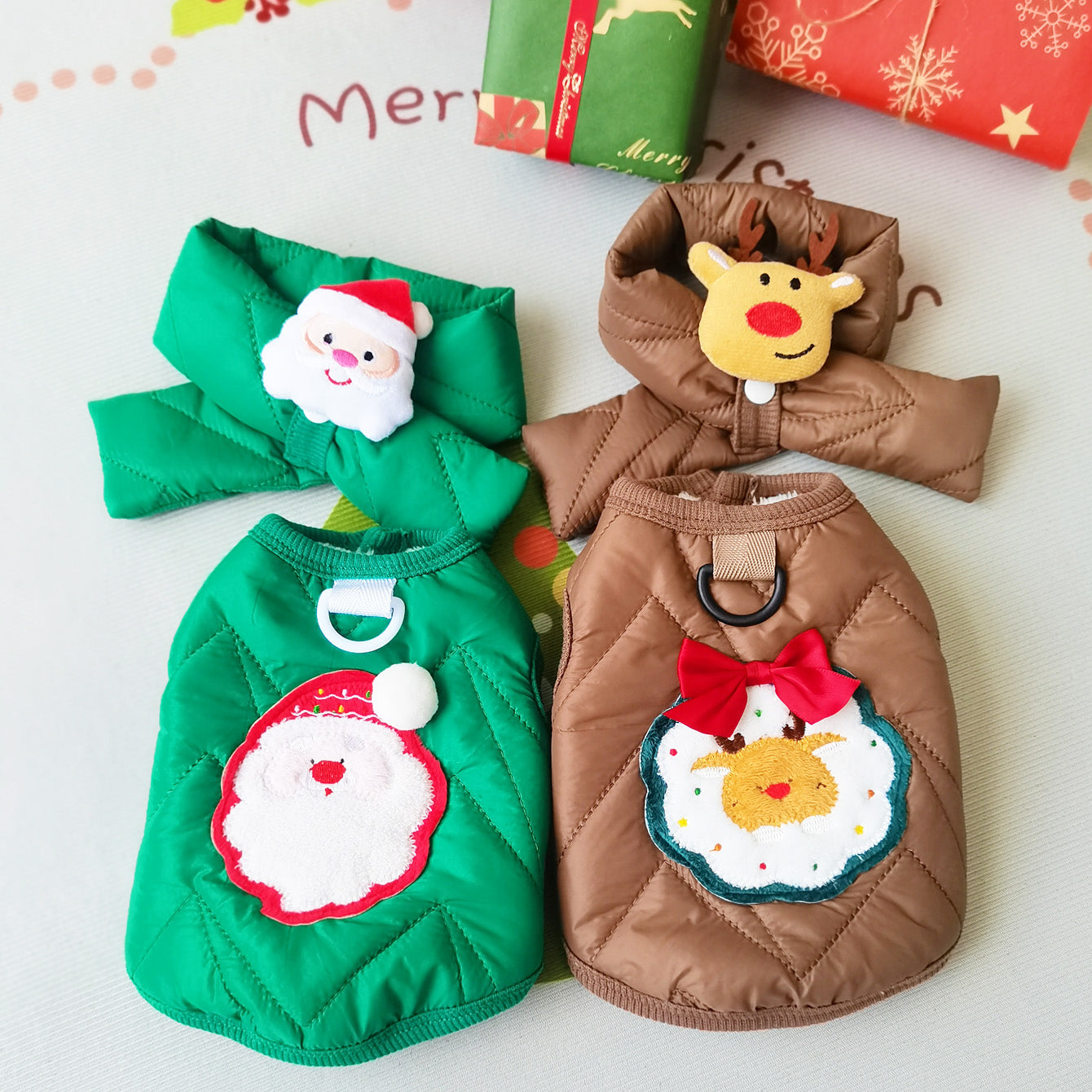 Christmas Fleece Dog Cat Jacket&Scarf