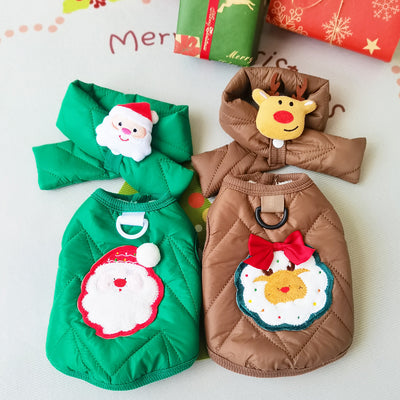 Christmas Fleece Dog Cat Jacket&Scarf