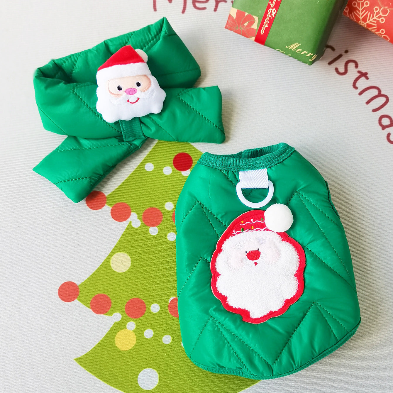 Christmas Fleece Dog Cat Jacket&Scarf