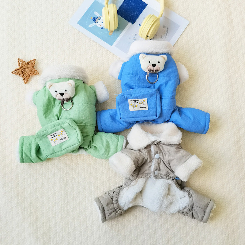 Pocket Design Fleece Dog Harness Jumpsuits