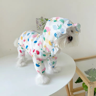 Umbrella Printed Dog Cat Raincoat