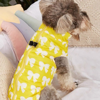 Bowknot Printed Warm Pet Jacket Vest