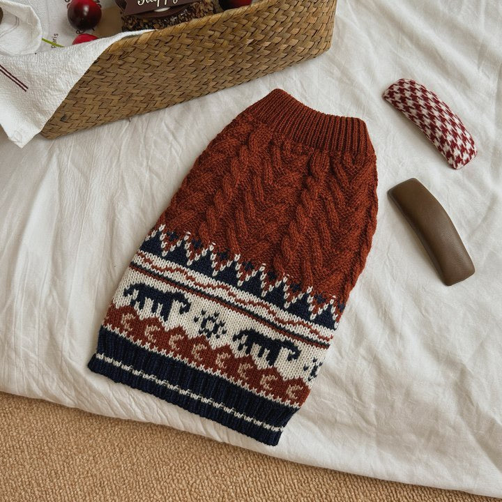 Warm Geometric Knitted Dog Cat Sweater