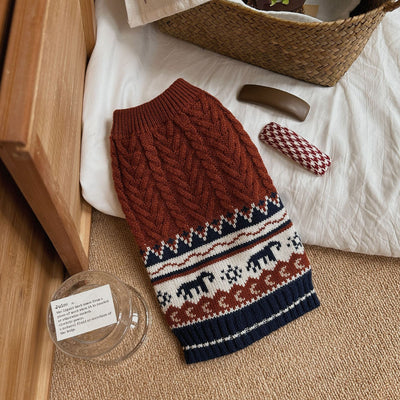 Warm Geometric Knitted Dog Cat Sweater