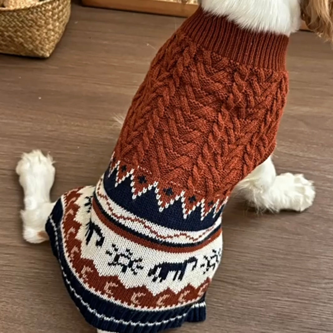 Warm Geometric Knitted Dog Cat Sweater