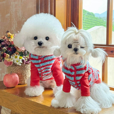 Color Block Striped Hooded Fleece Dog Hoodie