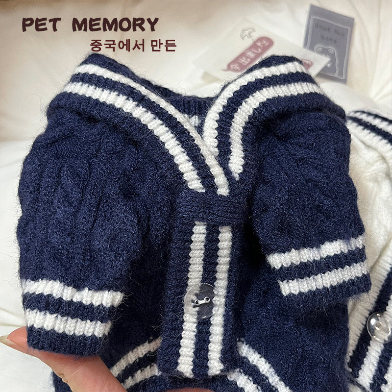 Sailor Suit Pattern Knitted Dog Cat Sweater