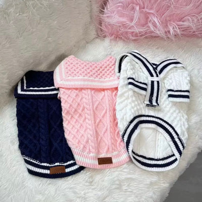 Sailor Suit Pattern Knitted Dog Cat Sweater