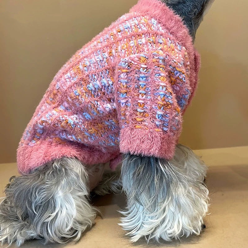 Colorful Warm Heart Buttoned Dog Cat Cardigan