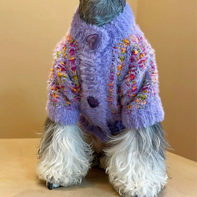 Colorful Warm Heart Buttoned Dog Cat Cardigan