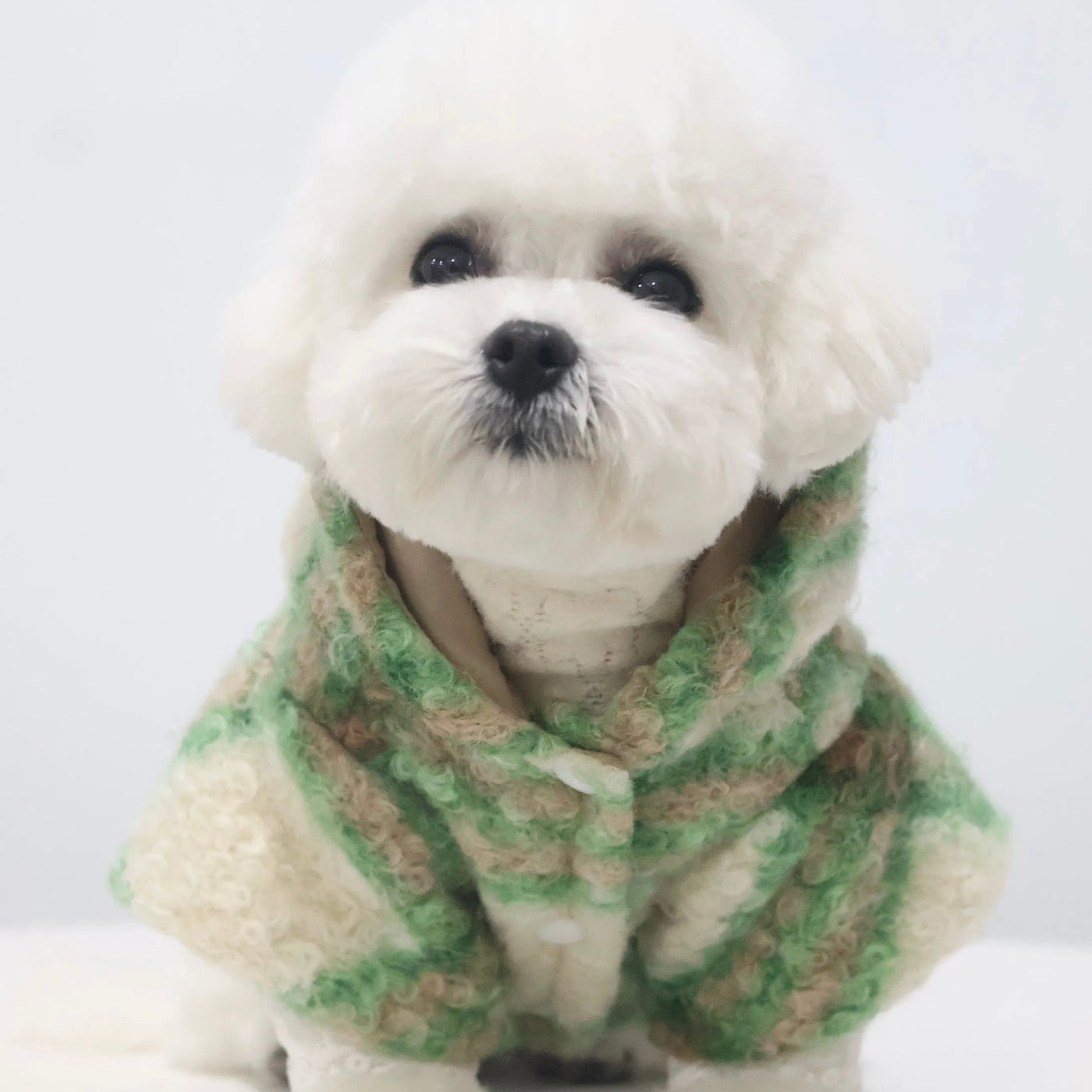 Pocket Design Fleece Plaid Dog Hooded Jacket