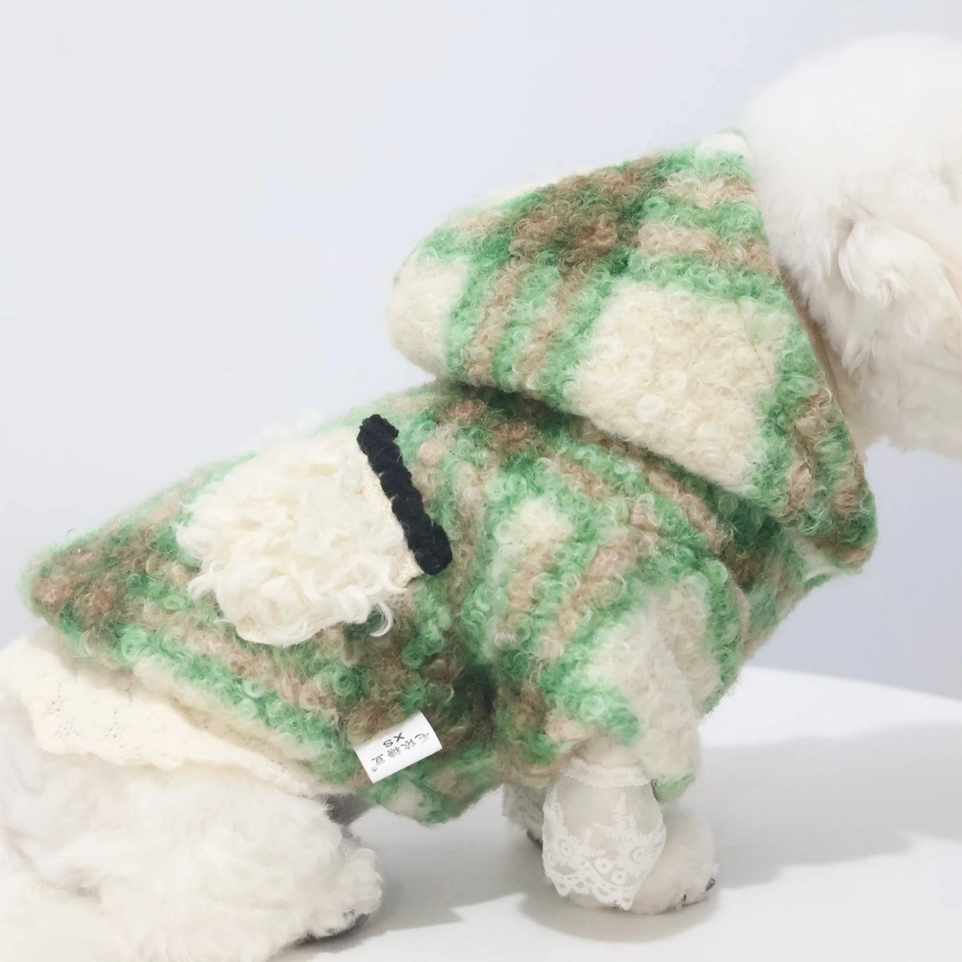 Pocket Design Fleece Plaid Dog Hooded Jacket