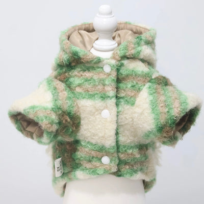 Pocket Design Fleece Plaid Dog Hooded Jacket