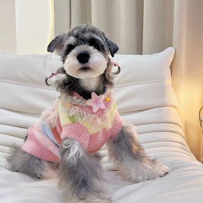 Multi-color Fringed Heart Dog Cat Sweater