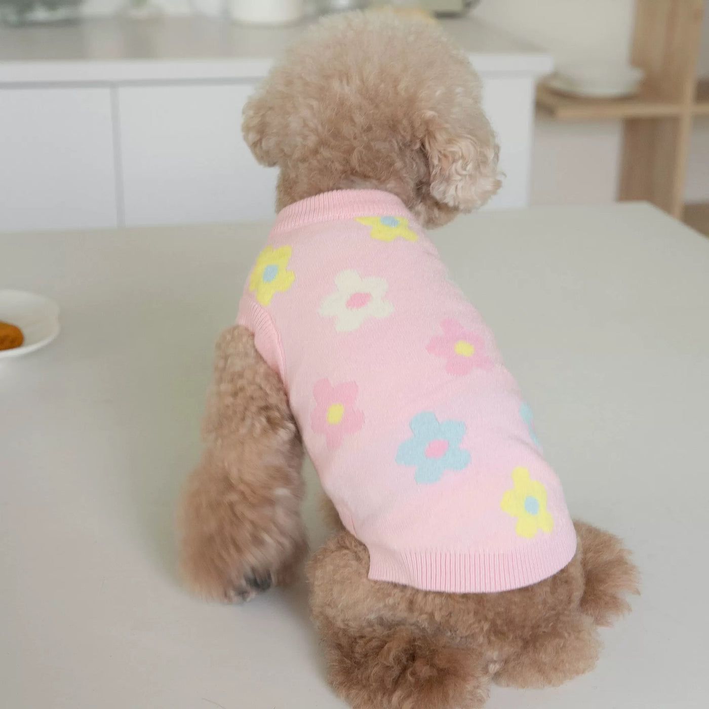 Colorful Flower Printed Dog Cat Sweater Vest
