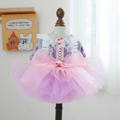 Heart Flower Dog Cat Princess Dress