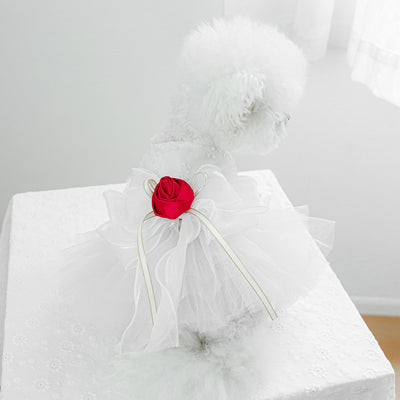 Rose Decor Dog Cat Wedding Dress