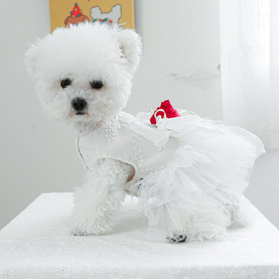 Rose Decor Dog Cat Wedding Dress