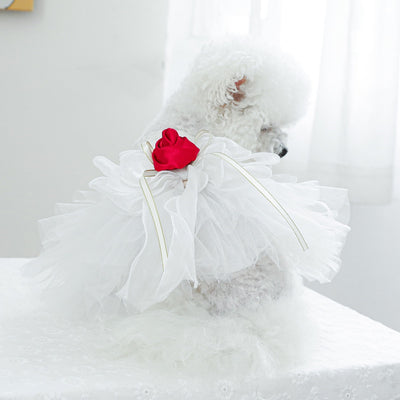 Rose Decor Dog Cat Wedding Dress