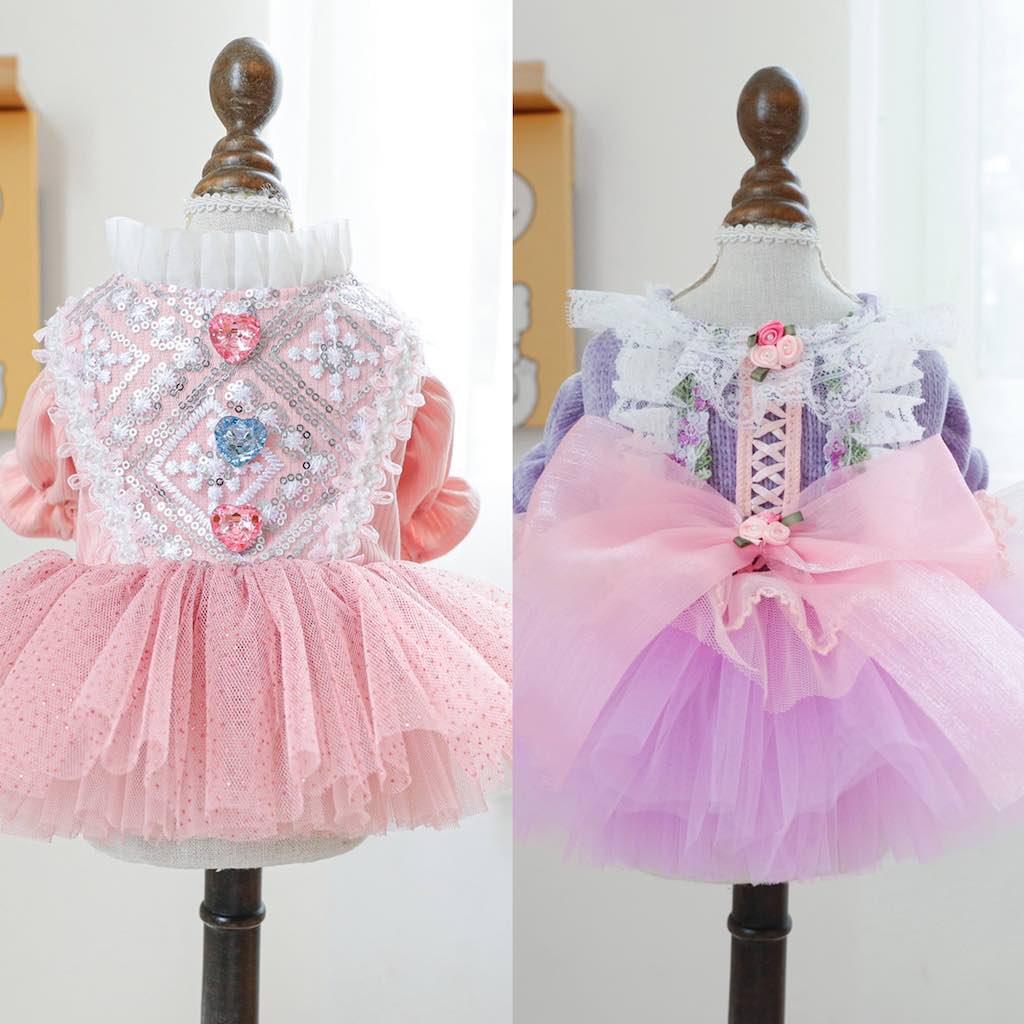 Heart Flower Dog Cat Princess Dress