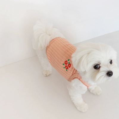 Flower Embroidered Dog Cat Tank Top