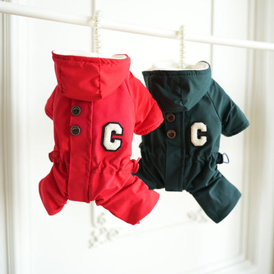 Warm Fleece Casual Dog Cat Hooded Jumpsuits