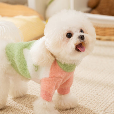 Color Block Warm Soft Dog Cat Sweater