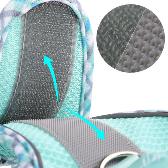 Reflective Plaid Breathable Dog Harness&Leash