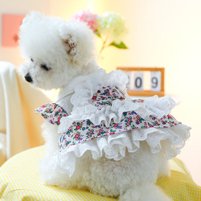 Flower Lace Decor Dog Cat Dress Harness