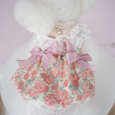 Floral Lace Layered Dog Cat Harness Dress/Jacket